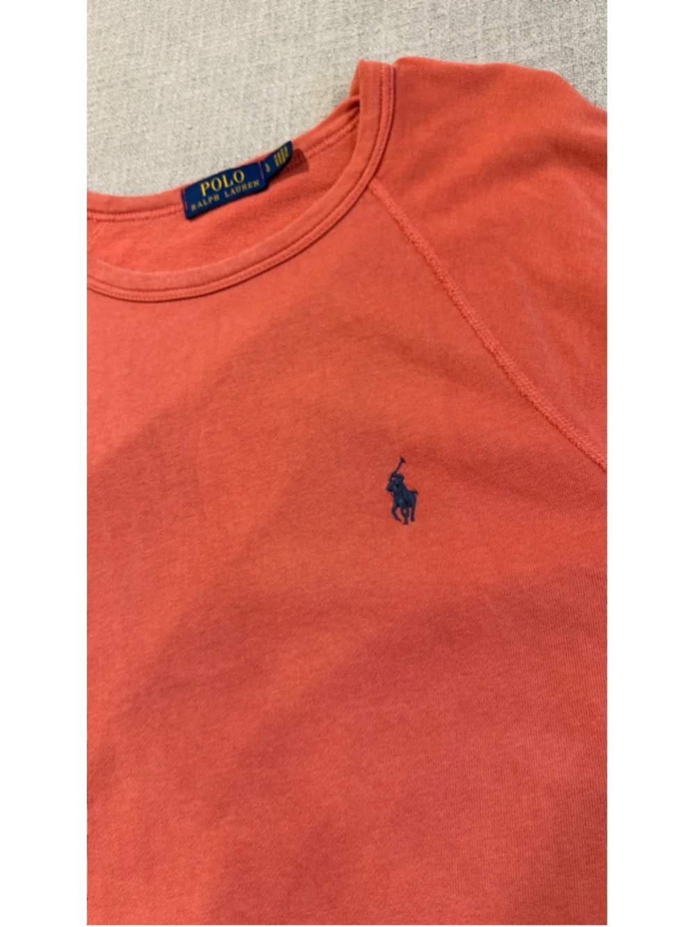 Polo Ralph Lauren Men's Coral Red Spa Terry Raglan Pullover Sweatshirt large